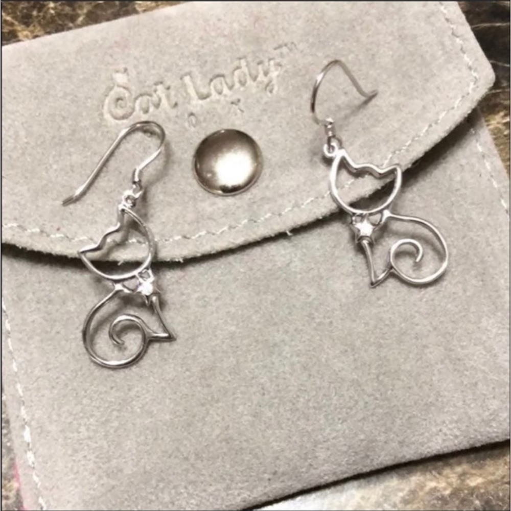 Silver Cat Earrings